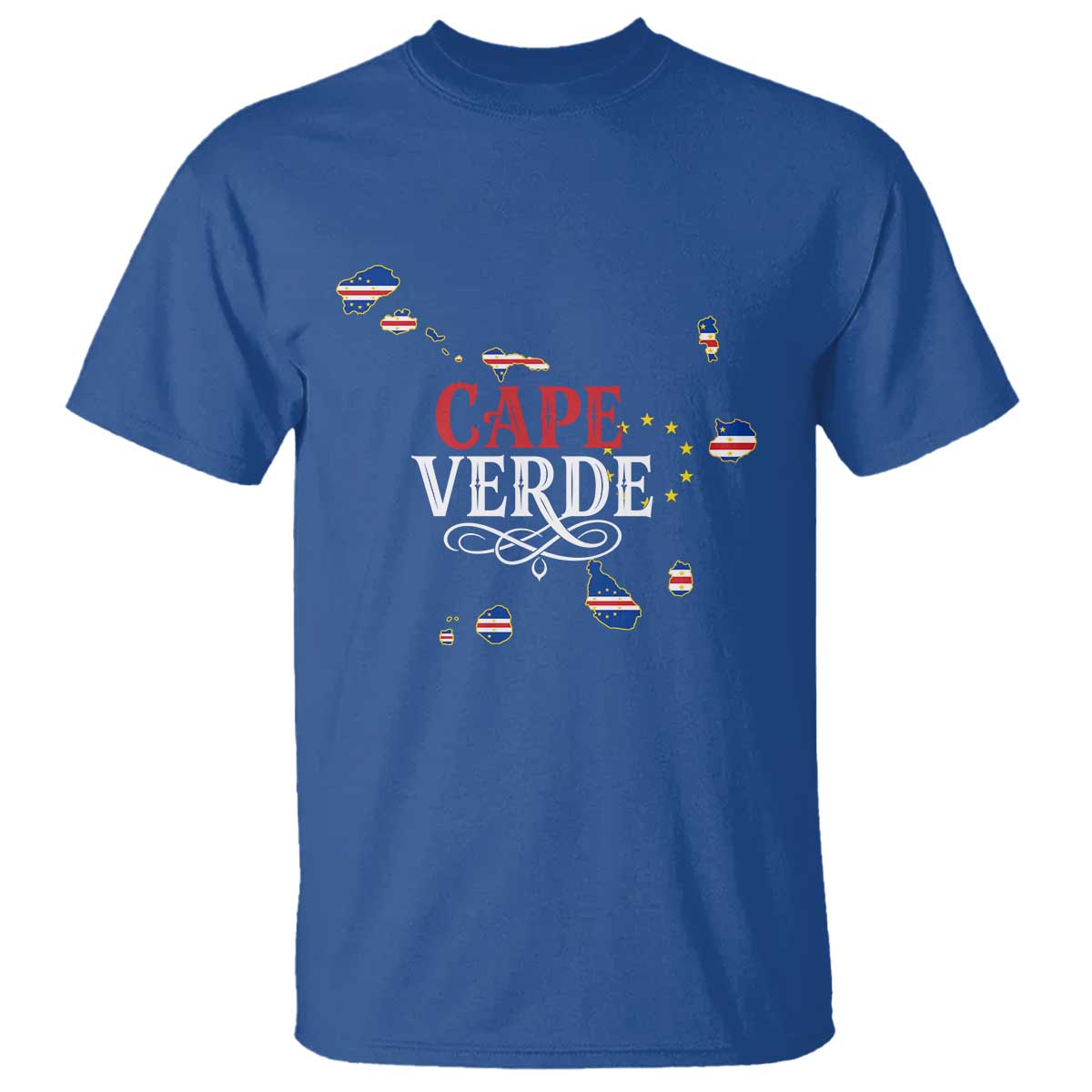 Cabo Verde Islands Flag Map T Shirt Cape Verde Vintage Pride TS02 Royal Blue Print Your Wear