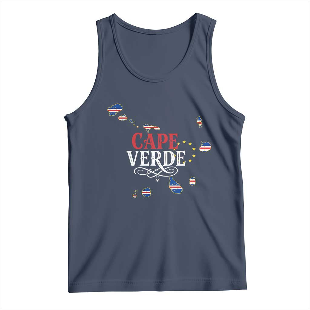 Cabo Verde Islands Flag Map Tank Top Cape Verde Vintage Pride TS02 Navy Print Your Wear