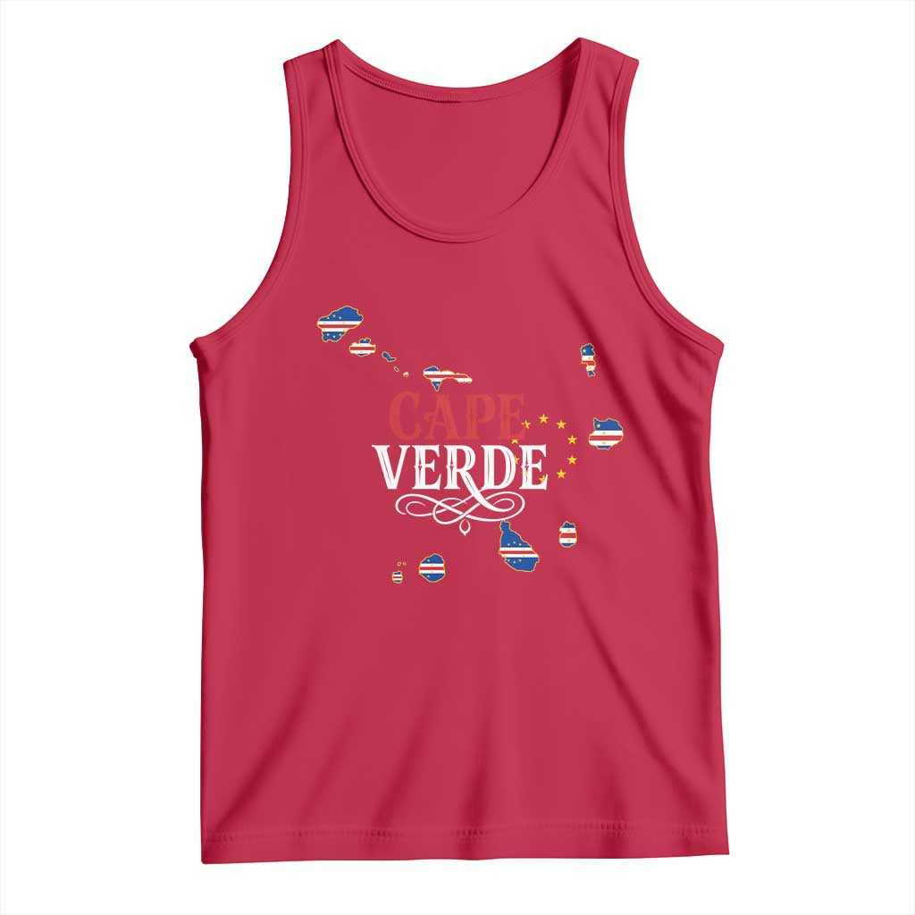 Cabo Verde Islands Flag Map Tank Top Cape Verde Vintage Pride TS02 Red Print Your Wear