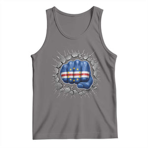 Cape Verde Flag Fist Power Stone Wall Break Graphic Tank Top Cabo Verde Strong Roots National Pride TS02 Deep Heather Print Your Wear