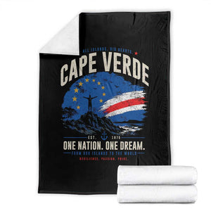 Cape Verde Small Islands Big Hearts Pride Throw Blanket Cabo Verde One Nation One Dream Distressed Flag TS02 Black Print Your Wear