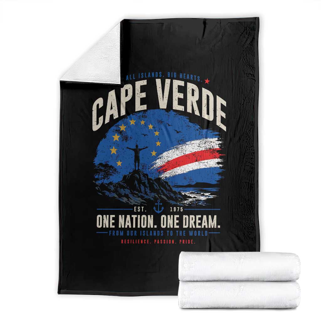 Cape Verde Small Islands Big Hearts Pride Throw Blanket Cabo Verde One Nation One Dream Distressed Flag TS02 Black Print Your Wear