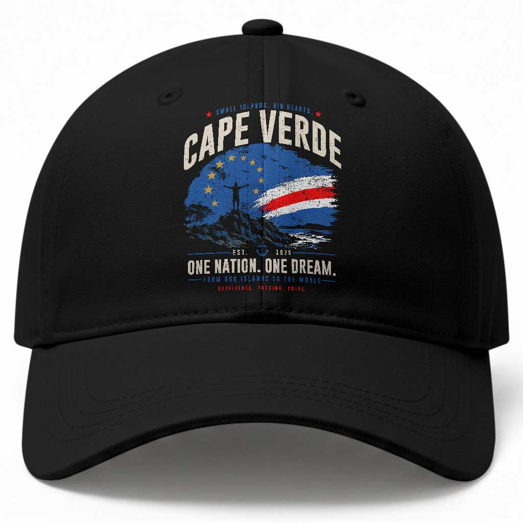 Cape Verde Small Islands Big Hearts Pride Baseball Cap Cabo Verde One Nation One Dream Distressed Flag TS02 Print Your Wear