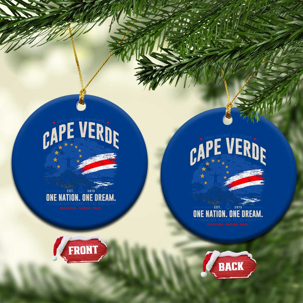 Cape Verde Small Islands Big Hearts Pride Ceramic Ornament Cabo Verde One Nation One Dream Distressed Flag TS02 1pc Blue Print Your Wear