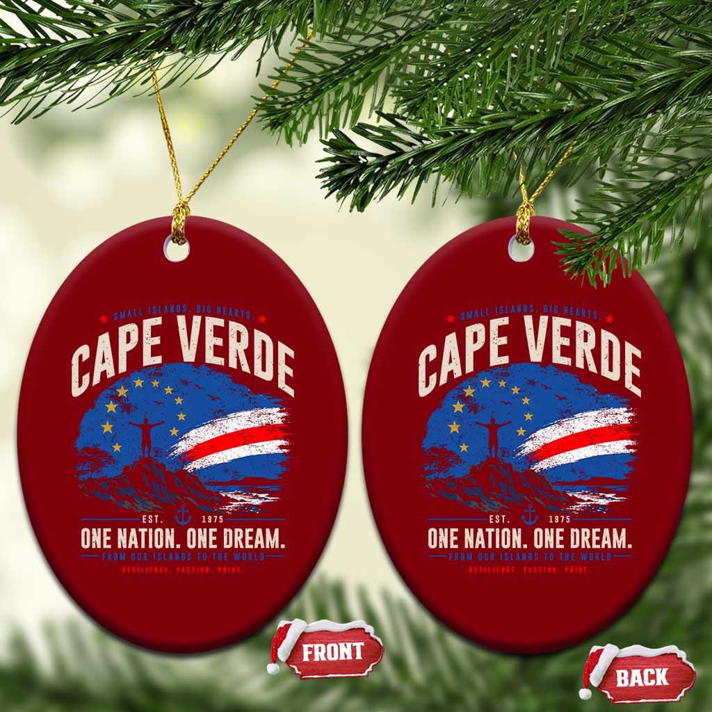 Cape Verde Small Islands Big Hearts Pride Ceramic Ornament Cabo Verde One Nation One Dream Distressed Flag TS02 Print Your Wear