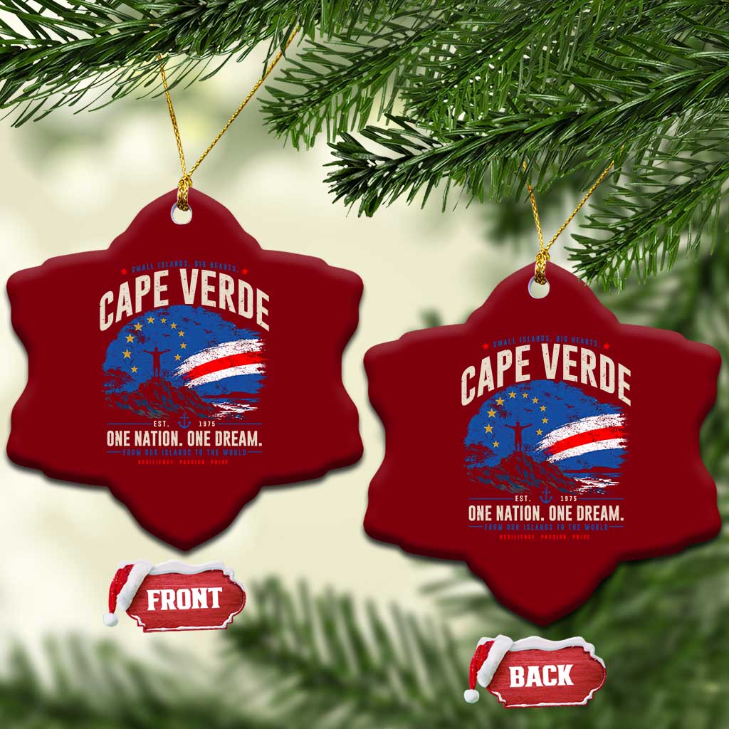 Cape Verde Small Islands Big Hearts Pride Ceramic Ornament Cabo Verde One Nation One Dream Distressed Flag TS02 Print Your Wear