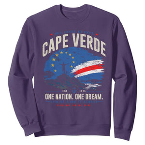 Cape Verde Small Islands Big Hearts Pride Sweatshirt Cabo Verde One Nation One Dream Distressed Flag TS02 Purple Print Your Wear