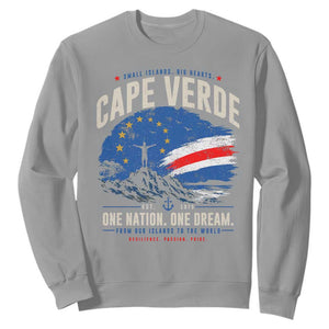 Cape Verde Small Islands Big Hearts Pride Sweatshirt Cabo Verde One Nation One Dream Distressed Flag TS02 Sport Gray Print Your Wear