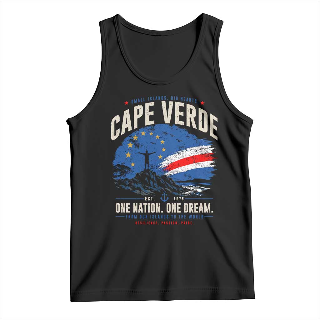 Cape Verde Small Islands Big Hearts Pride Tank Top Cabo Verde One Nation One Dream Distressed Flag TS02 Black Print Your Wear