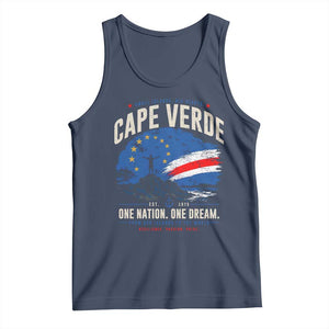 Cape Verde Small Islands Big Hearts Pride Tank Top Cabo Verde One Nation One Dream Distressed Flag TS02 Navy Print Your Wear