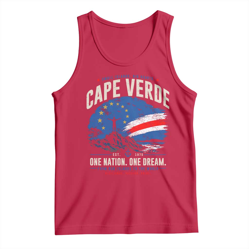 Cape Verde Small Islands Big Hearts Pride Tank Top Cabo Verde One Nation One Dream Distressed Flag TS02 Red Print Your Wear