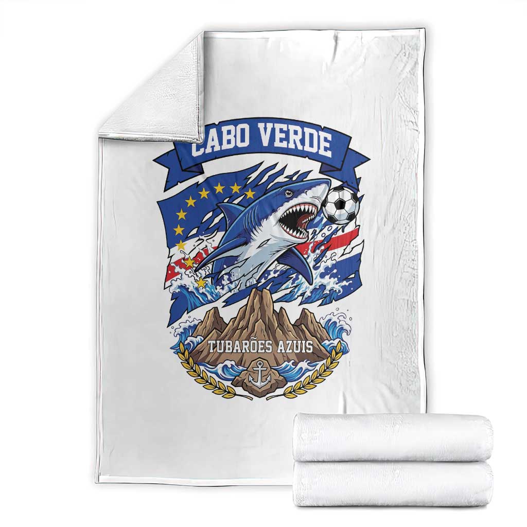 Cabo Verde Tubarões Azuis Soccer Pride Throw Blanket Cape Verde Blue Sharks Football Fans TS02 White Print Your Wear