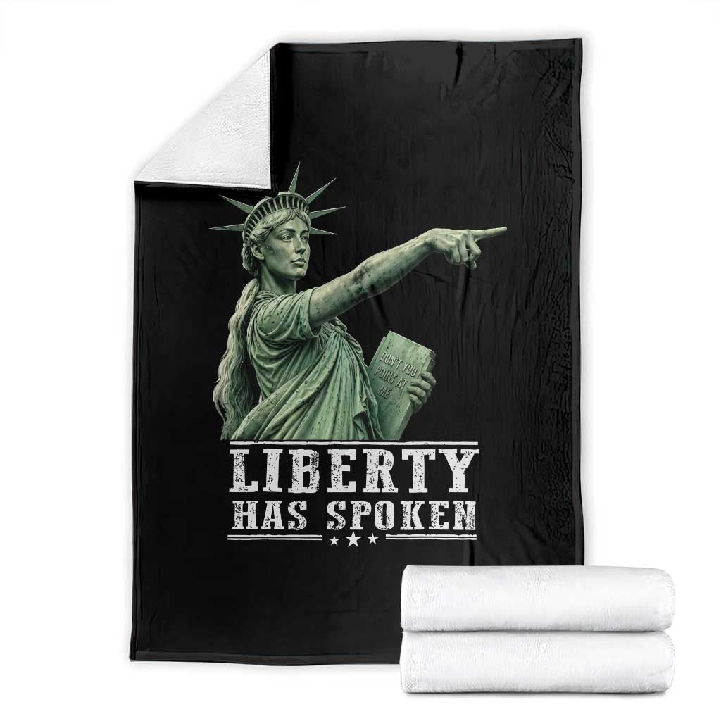 Liberty Has Spoken Pointing Statue Parody Throw Blanket Funny Sarcastic Basketball Sports Viral Meme Americana TS02 Black Print Your Wear