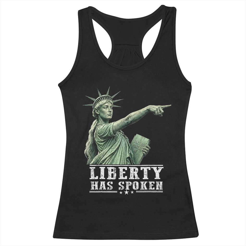 Liberty Has Spoken Pointing Statue Parody Racerback Tank Top Funny Sarcastic Basketball Sports Viral Meme Americana TS02 Black Print Your Wear