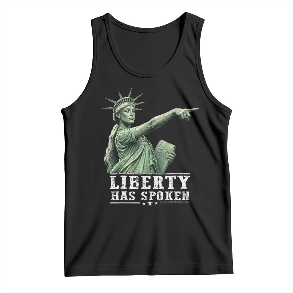 Liberty Has Spoken Pointing Statue Parody Tank Top Funny Sarcastic Basketball Sports Viral Meme Americana TS02 Black Print Your Wear