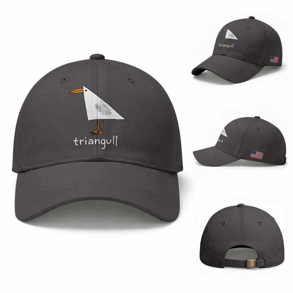 Triangull Funny Triangle Seagull Meme Baseball Cap Geometry Bird Pun Minimalist Coastal Graphic TS02 Baseball Cap Universal Fit Dark Gray Print Your Wear