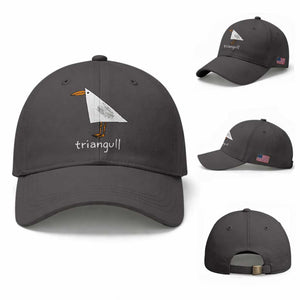 Triangull Funny Triangle Seagull Meme Baseball Cap Geometry Bird Pun Minimalist Coastal Graphic TS02 Baseball Cap Universal Fit Dark Gray Print Your Wear
