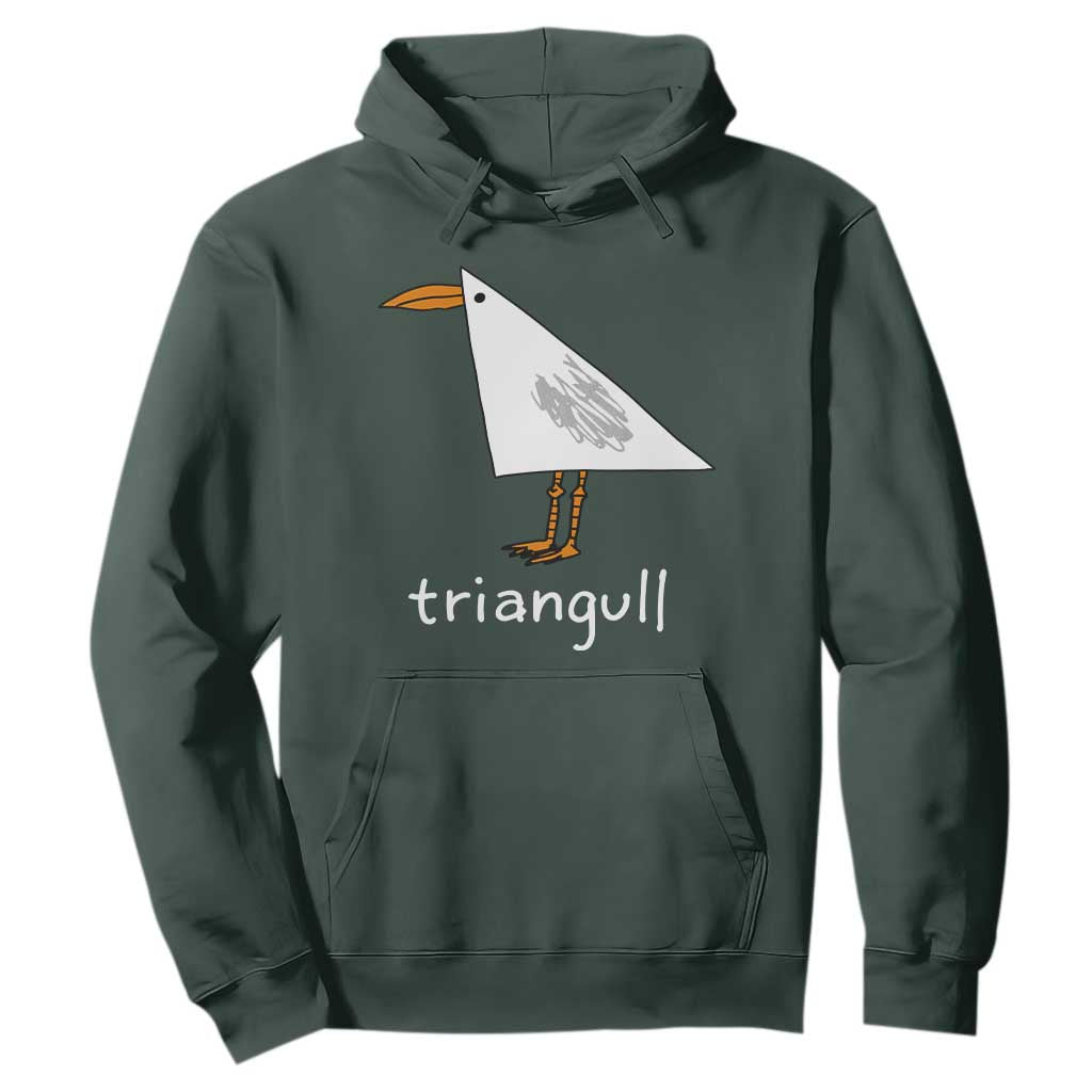 Triangull Funny Triangle Seagull Meme Hoodie Geometry Bird Pun Minimalist Coastal Graphic TS02 Dark Forest Green Print Your Wear