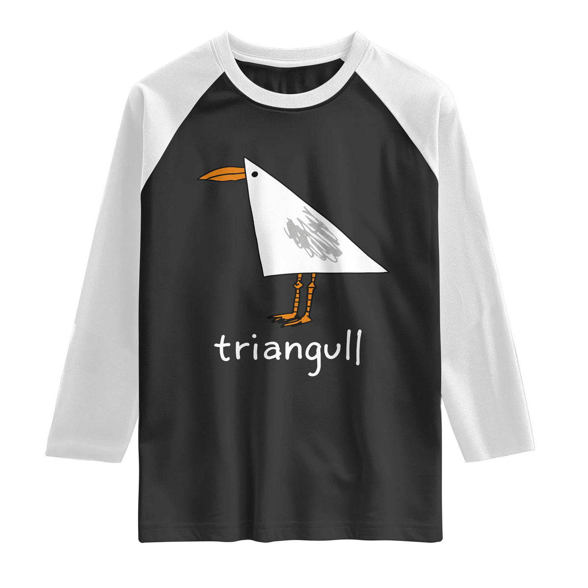 Triangull Funny Triangle Seagull Meme Raglan Shirt Geometry Bird Pun Minimalist Coastal Graphic TS02 Black White Print Your Wear