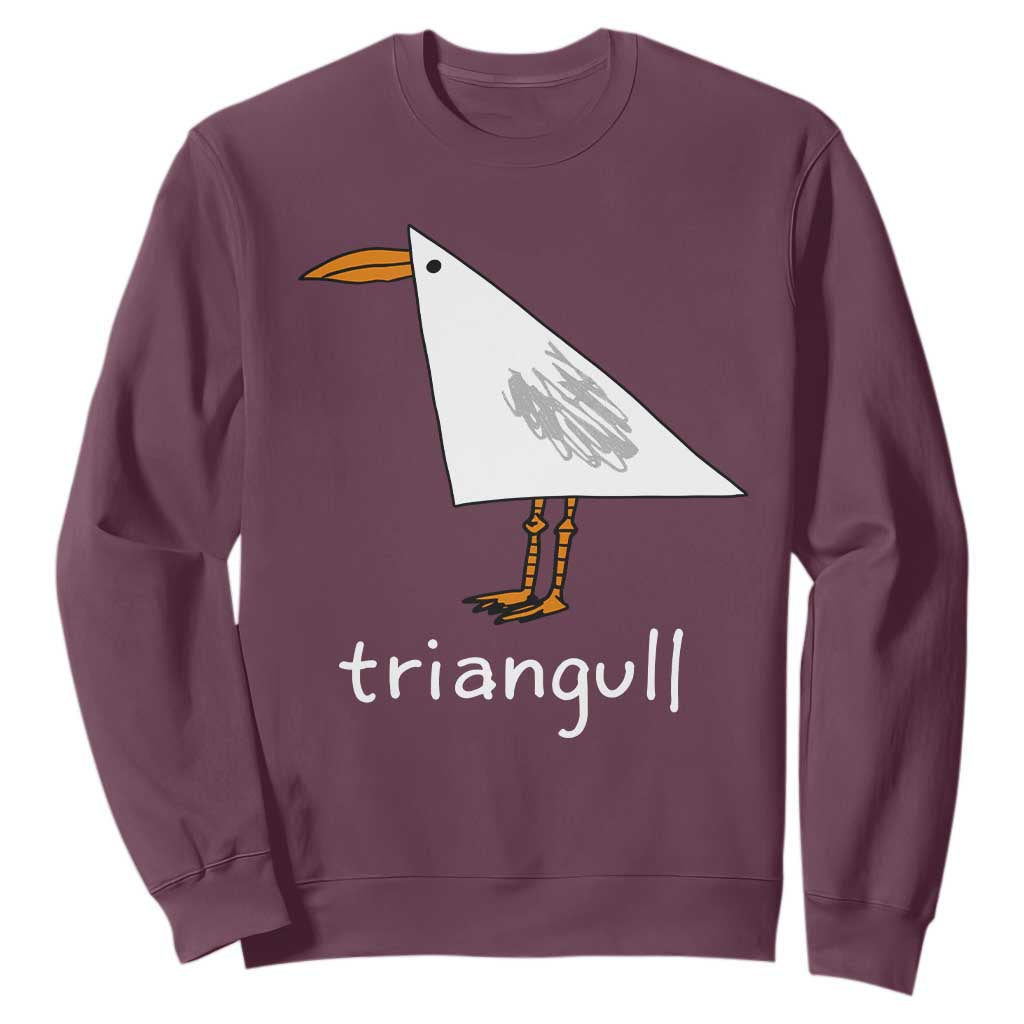 Triangull Funny Triangle Seagull Meme Sweatshirt Geometry Bird Pun Minimalist Coastal Graphic TS02 Maroon Print Your Wear