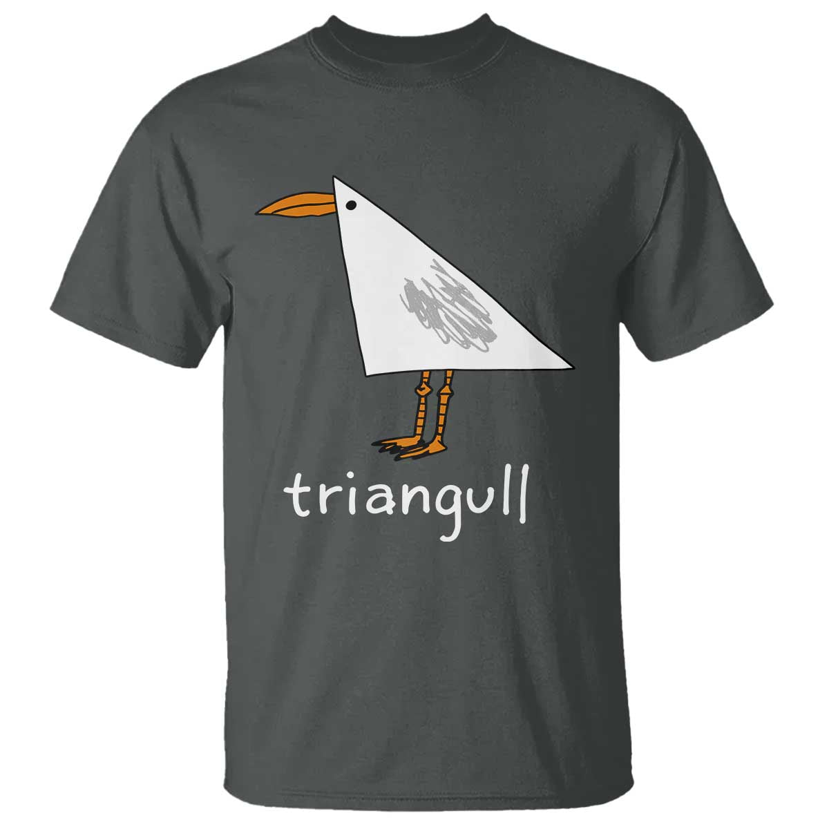 Triangull Funny Triangle Seagull Meme T Shirt Geometry Bird Pun Minimalist Coastal Graphic TS02 Dark Heather Print Your Wear