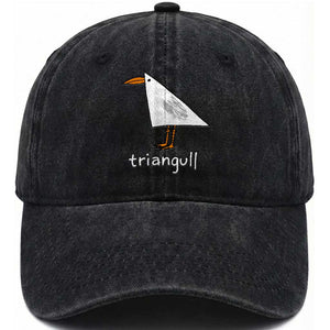 Triangull Funny Triangle Seagull Meme Washed Cotton Baseball Cap Geometry Bird Pun Minimalist Coastal Graphic TS02 Print Your Wear