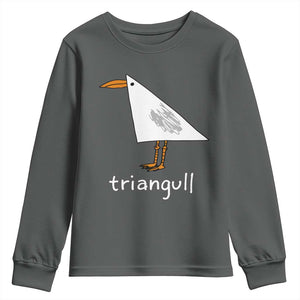 Triangull Funny Triangle Seagull Meme Youth Sweatshirt Geometry Bird Pun Minimalist Coastal Graphic TS02 Dark Heather Print Your Wear