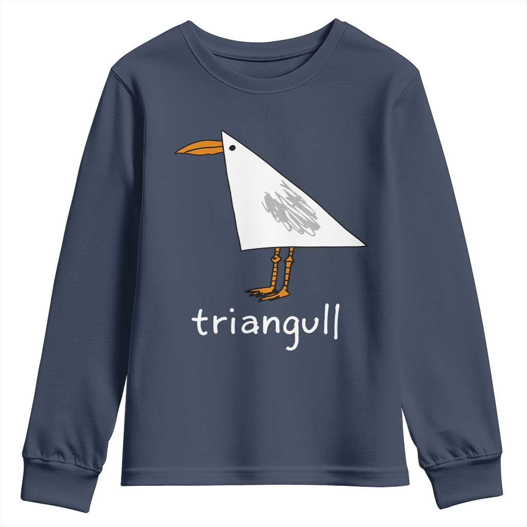Triangull Funny Triangle Seagull Meme Youth Sweatshirt Geometry Bird Pun Minimalist Coastal Graphic TS02 Navy Print Your Wear