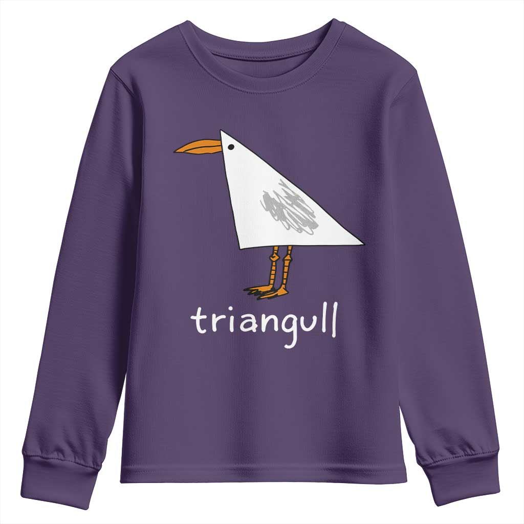 Triangull Funny Triangle Seagull Meme Youth Sweatshirt Geometry Bird Pun Minimalist Coastal Graphic TS02 Purple Print Your Wear