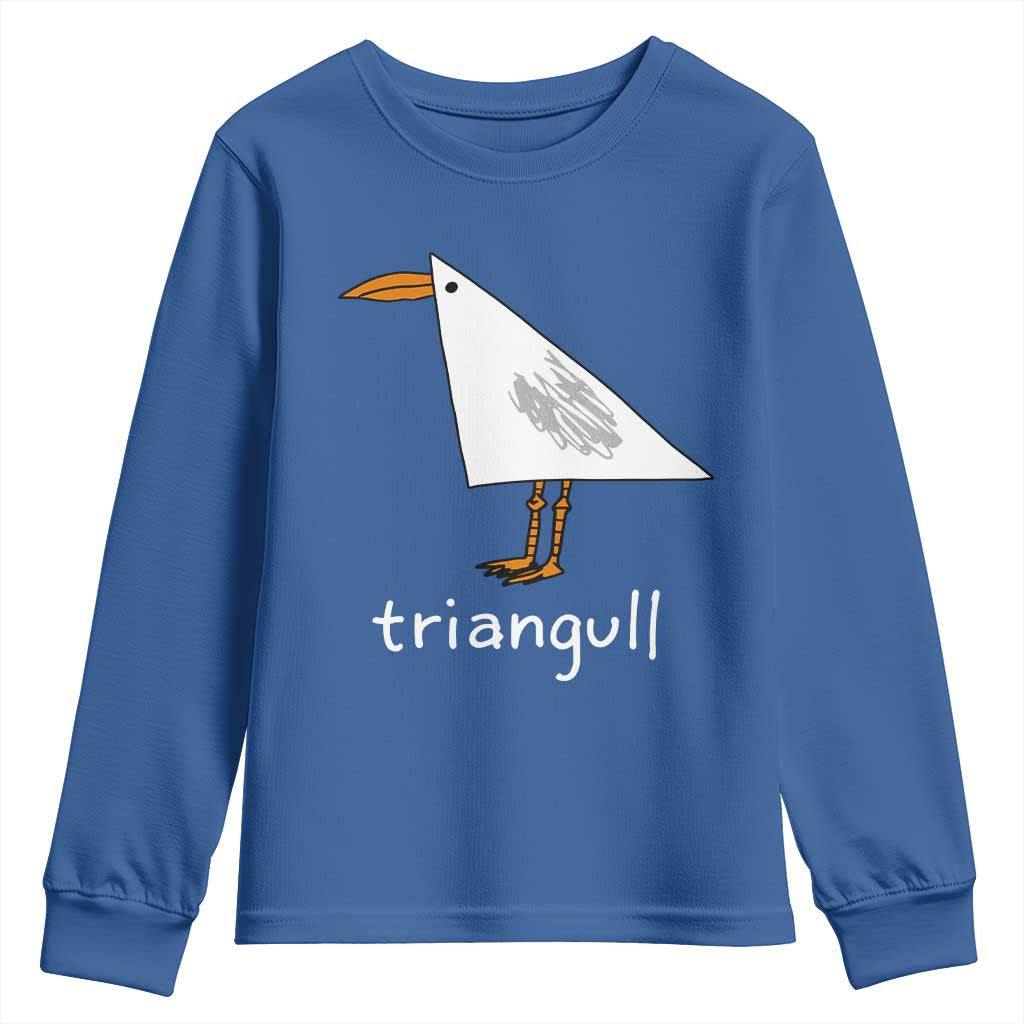 Triangull Funny Triangle Seagull Meme Youth Sweatshirt Geometry Bird Pun Minimalist Coastal Graphic TS02 Royal Blue Print Your Wear