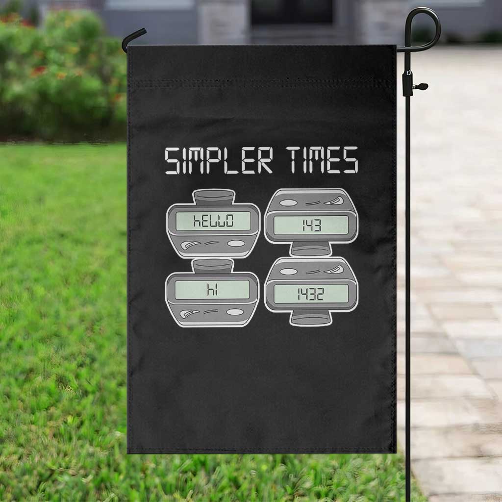 Simpler Times Retro Pager Code Nostalgia 90s Garden Flag 07734 143 14 1432 Vintage Beeper Graphic