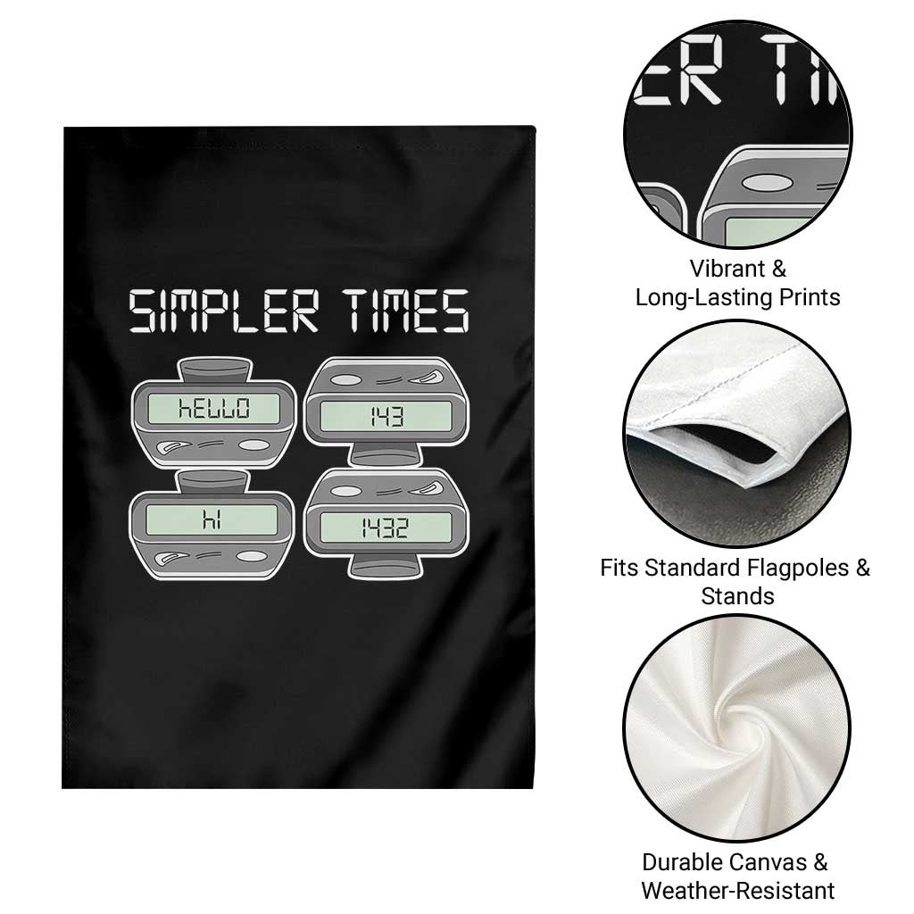 Simpler Times Retro Pager Code Nostalgia 90s Garden Flag 07734 143 14 1432 Vintage Beeper Graphic