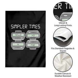 Simpler Times Retro Pager Code Nostalgia 90s Garden Flag 07734 143 14 1432 Vintage Beeper Graphic