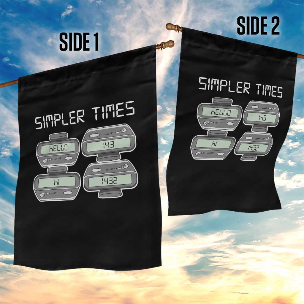 Simpler Times Retro Pager Code Nostalgia 90s Garden Flag 07734 143 14 1432 Vintage Beeper Graphic