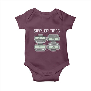 Simpler Times Retro Pager Code Nostalgia 90s Baby Onesie 07734 143 14 1432 Vintage Beeper Graphic