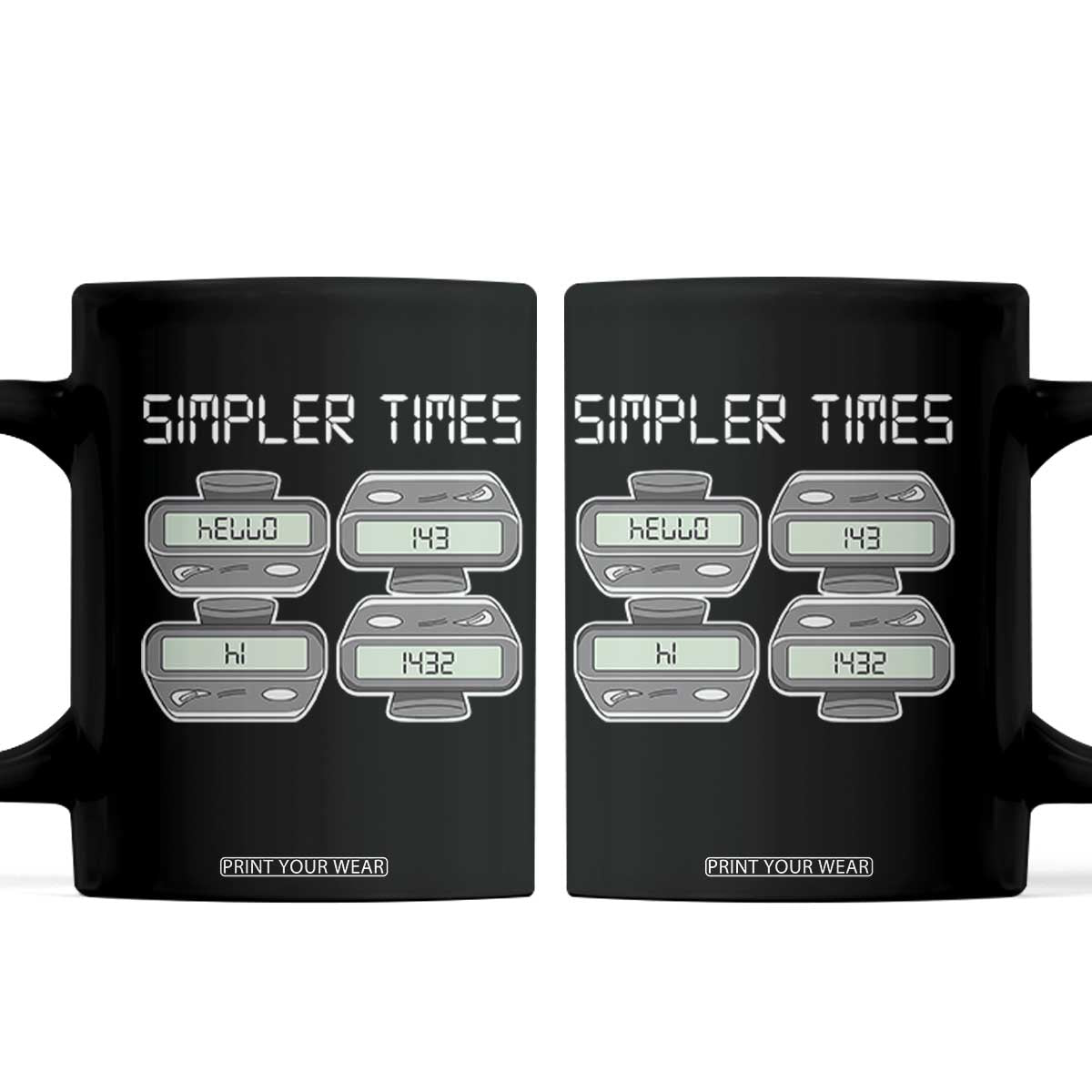 Simpler Times Retro Pager Code Nostalgia 90s Coffee Mug 07734 143 14 1432 Vintage Beeper Graphic