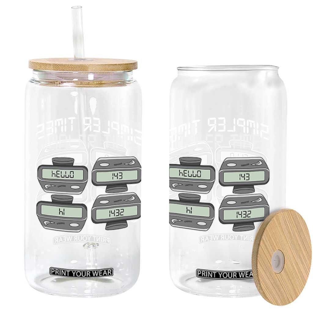 Simpler Times Retro Pager Code Nostalgia 90s Glass Can 07734 143 14 1432 Vintage Beeper Graphic