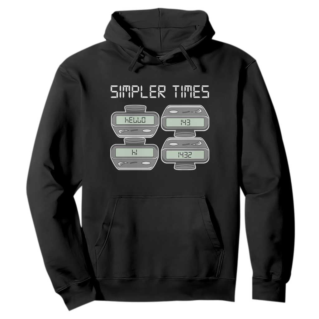 Simpler Times Retro Pager Code Nostalgia 90s Hoodie 07734 143 14 1432 Vintage Beeper Graphic