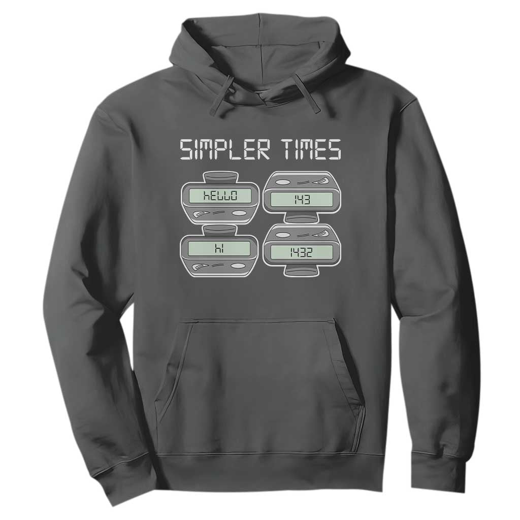 Simpler Times Retro Pager Code Nostalgia 90s Hoodie 07734 143 14 1432 Vintage Beeper Graphic