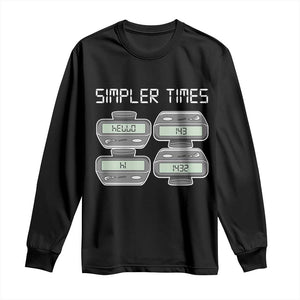 Simpler Times Retro Pager Code Nostalgia 90s Long Sleeve Shirt 07734 143 14 1432 Vintage Beeper Graphic