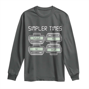 Simpler Times Retro Pager Code Nostalgia 90s Long Sleeve Shirt 07734 143 14 1432 Vintage Beeper Graphic