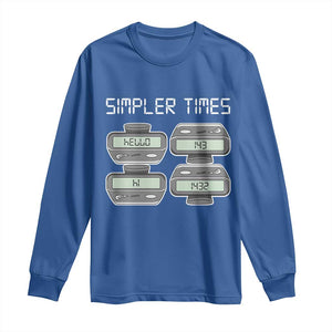 Simpler Times Retro Pager Code Nostalgia 90s Long Sleeve Shirt 07734 143 14 1432 Vintage Beeper Graphic