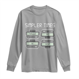 Simpler Times Retro Pager Code Nostalgia 90s Long Sleeve Shirt 07734 143 14 1432 Vintage Beeper Graphic