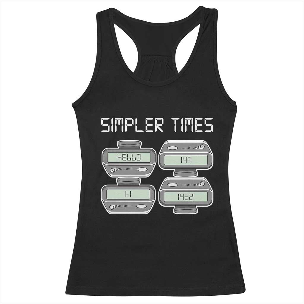Simpler Times Retro Pager Code Nostalgia 90s Racerback Tank Top 07734 143 14 1432 Vintage Beeper Graphic