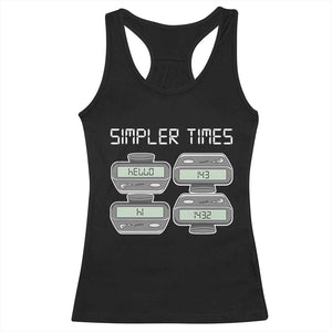 Simpler Times Retro Pager Code Nostalgia 90s Racerback Tank Top 07734 143 14 1432 Vintage Beeper Graphic