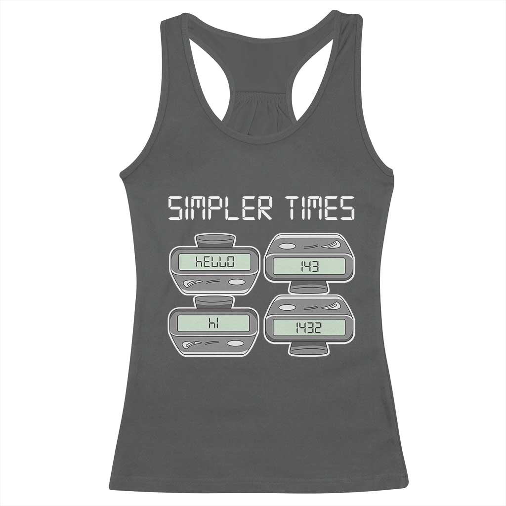 Simpler Times Retro Pager Code Nostalgia 90s Racerback Tank Top 07734 143 14 1432 Vintage Beeper Graphic