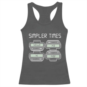 Simpler Times Retro Pager Code Nostalgia 90s Racerback Tank Top 07734 143 14 1432 Vintage Beeper Graphic