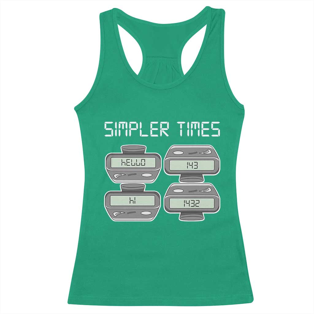 Simpler Times Retro Pager Code Nostalgia 90s Racerback Tank Top 07734 143 14 1432 Vintage Beeper Graphic