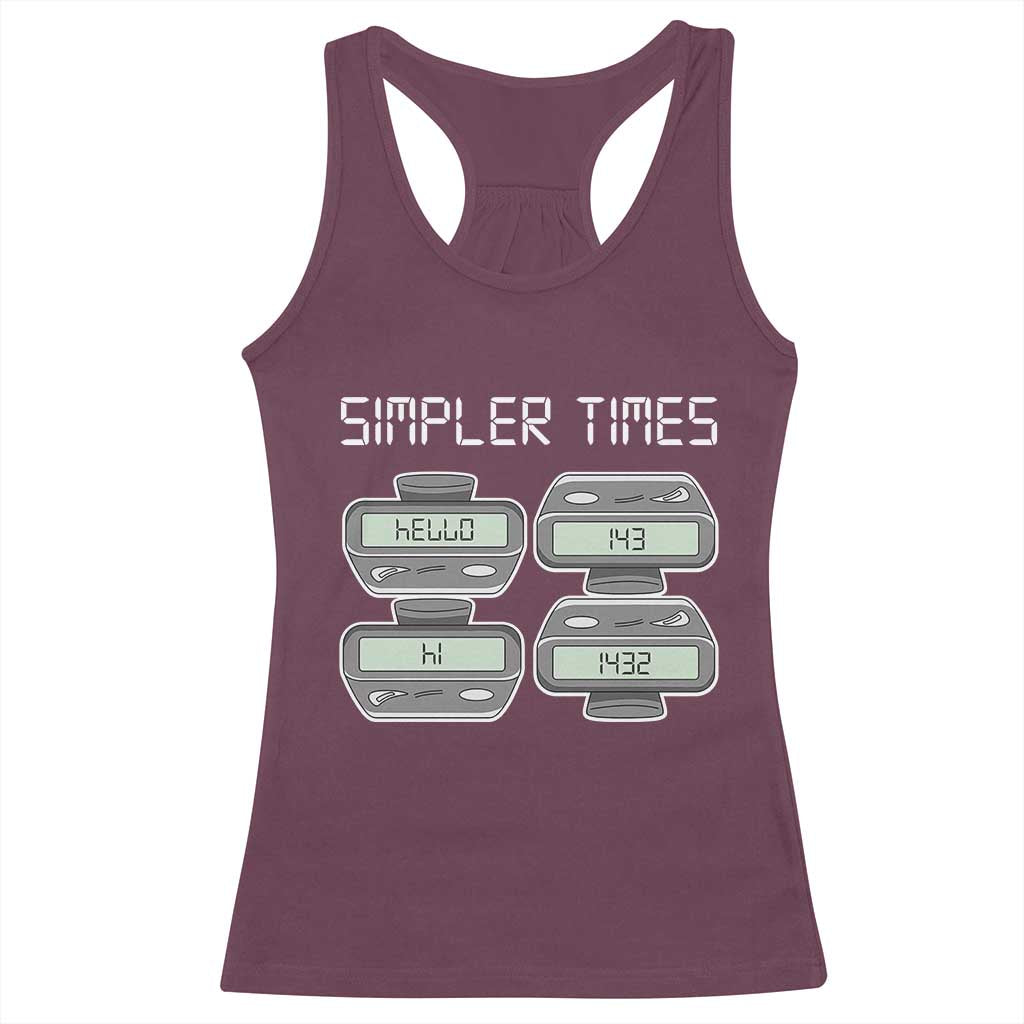 Simpler Times Retro Pager Code Nostalgia 90s Racerback Tank Top 07734 143 14 1432 Vintage Beeper Graphic