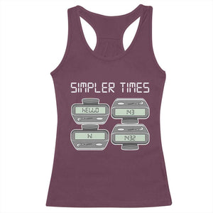 Simpler Times Retro Pager Code Nostalgia 90s Racerback Tank Top 07734 143 14 1432 Vintage Beeper Graphic